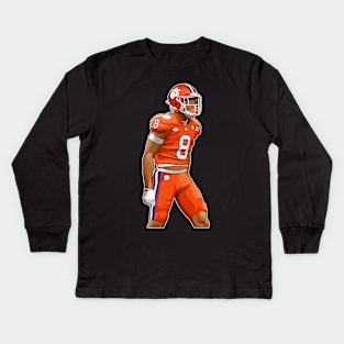 AJ Terrell #8 In Action Kids Long Sleeve T-Shirt